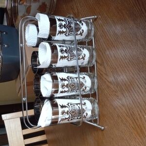 Set of 8 Kimiko bar glasses with carrying rack
